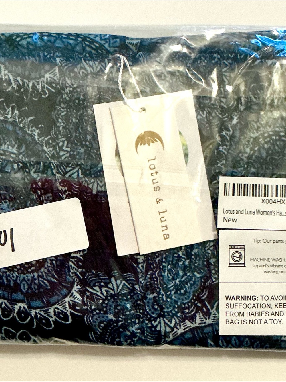 Lotus & Luna Blue Paisley Harem Pants size small